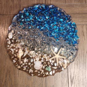 Seashell Resin Tray: Shark Teeth, Starfish, Coastal Home Decor